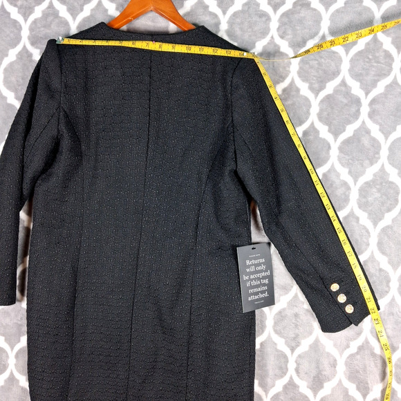 Tuckernuck Pomander Place Dress Small Black Kiera Tweed Gold Button Textured - Picture 7 of 11